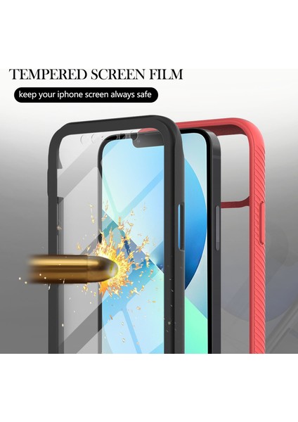iPhone 13 Mini Için Şeffaf Shockproof Bumper Yerleşik Ekran 360 Tam Koruma Kapaklı (Yurt Dışından)