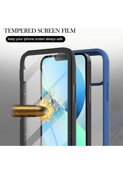 iPhone 13 Mini Için Şeffaf Shockproof Bumper Yerleşik Ekran 360 Tam Koruma Kapaklı (Yurt Dışından)