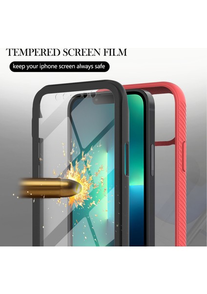 iPhone 13 Pro Max Için Şeffaf Shockproof Bumper Yerleşik Ekran 360 Tam Koruma Kapaklı (Yurt Dışından)