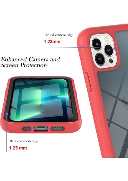 iPhone 13 Pro Max Için Şeffaf Shockproof Bumper Yerleşik Ekran 360 Tam Koruma Kapaklı (Yurt Dışından)