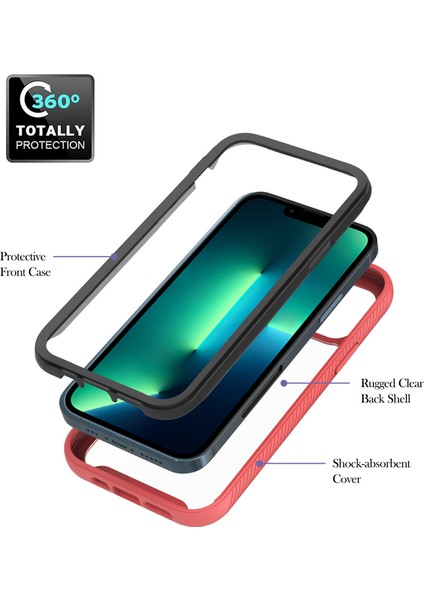 iPhone 13 Pro Için Çift Katmanlı Şeffaf Bumper Shockproof Tam Koruma Kılıf Kapaklı (Yurt Dışından)