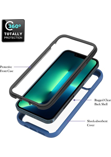 iPhone 13 Pro Max Için Çift Katmanlı Şeffaf Bumper Shockproof Tam Koruma Kılıf Kapaklı (Yurt Dışından)