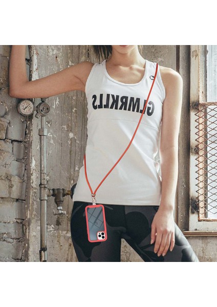 iPhone 13 Pro Max Için Şeffaf Bumper Shockproof Ayarlanabilir Çapraz Askılı Askılı Tam Koruma Kılıf Kapaklı Kırmızı (Yurt Dışından)