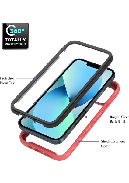 iPhone 13 Mini Için Çift Katmanlı Şeffaf Bumper Shockproof Tam Koruma Kılıf Kapaklı (Yurt Dışından)