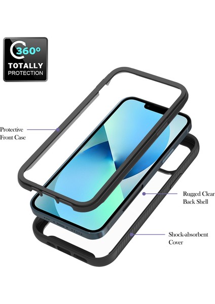 iPhone 13 Mini Için Çift Katmanlı Şeffaf Bumper Shockproof Tam Koruma Kılıf Kapaklı (Yurt Dışından)