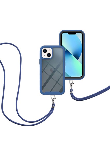 iPhone 13 Için Şeffaf Bumper Shockproof Ayarlanabilir Çapraz Askılı Askılı Tam Koruma Kılıf Kapaklı Mavi (Yurt Dışından) fiyatları