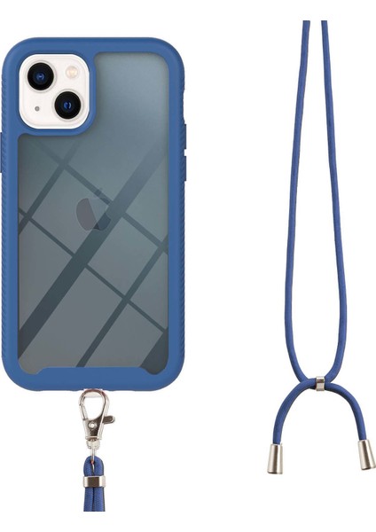 iPhone 13 Için Şeffaf Bumper Shockproof Ayarlanabilir Çapraz Askılı Askılı Tam Koruma Kılıf Kapaklı Mavi (Yurt Dışından) modelleri