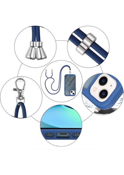 iPhone 13 Için Şeffaf Bumper Shockproof Ayarlanabilir Çapraz Askılı Askılı Tam Koruma Kılıf Kapaklı Mavi (Yurt Dışından) fırsatları