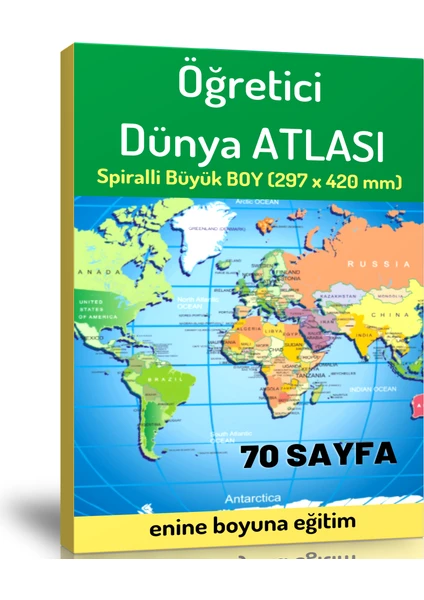 Enine Boyuna Eğitim Öğretici Büyük Boy Dünya Atlası (70 Seçilmiş Harita)