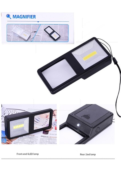 Dikdörtgen 3x Arkadan Aydınlatmalı Büyüteç El 7 LED Büyüteç LED Işık Okuma Büyüteç ile Taşınabilir Büyüteç Yaşlı Lupa (Yurt Dışından) modelleri