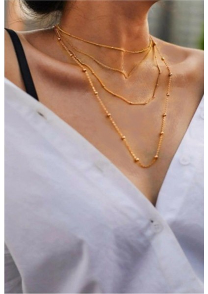 Kadın Altın Yaldız Kolye Seti