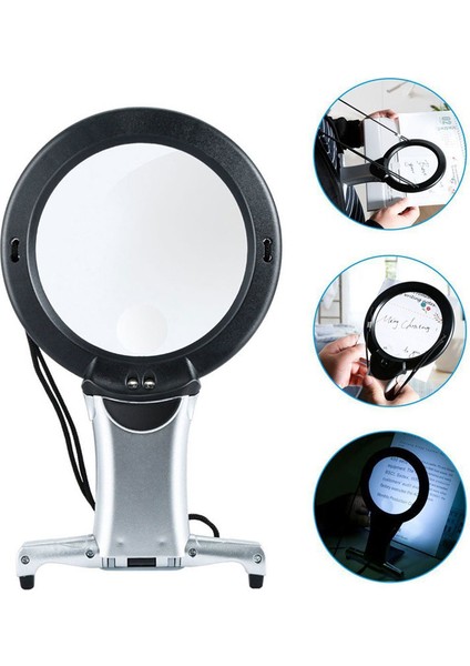 Masaüstü Büyüteç Lambası Esnek Masa LED Büyüteç Lambası 2.5x 6x LED Işık Takı Büyüteç Okuma Lupe ile Büyüteç (Yurt Dışından)