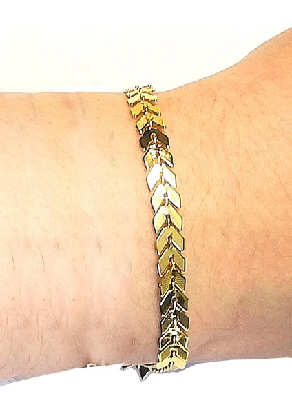 Altın Kaplama Yaprak Zincir Bileklik