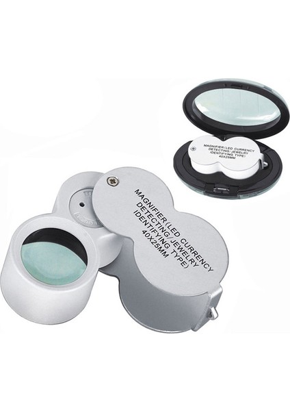 Taşınabilir 40X Işıklı Büyüteç Katlanır LED Büyüteç Lambası Alüminyum Büyüteç LED Işıklı Cep Takı Büyüteç Lupa (Yurt Dışından)