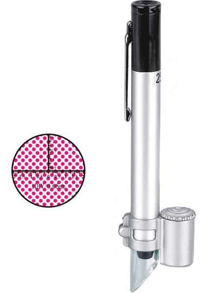 LED Işıklı 50X Büyüteç Kalem Ölçekli Işıklı Büyüteç Cep Büyüteç Lambası LED Büyüteç El Mini Mikroskop (Yurt Dışından)