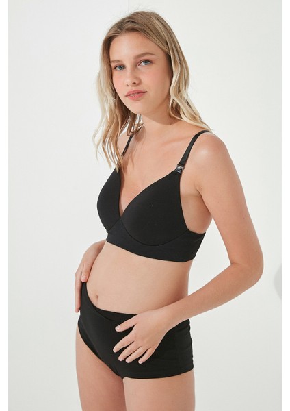 Siyah Mama Racerback Cotton Emzirme Bralet
