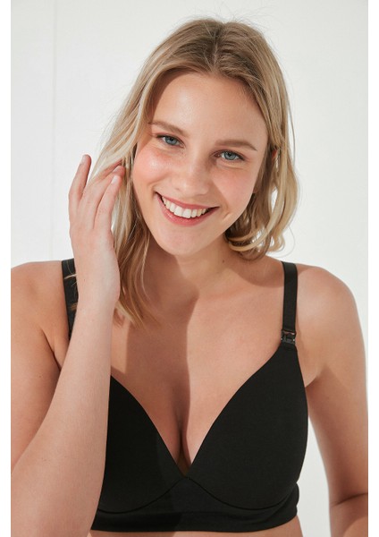 Siyah Mama Racerback Cotton Emzirme Bralet