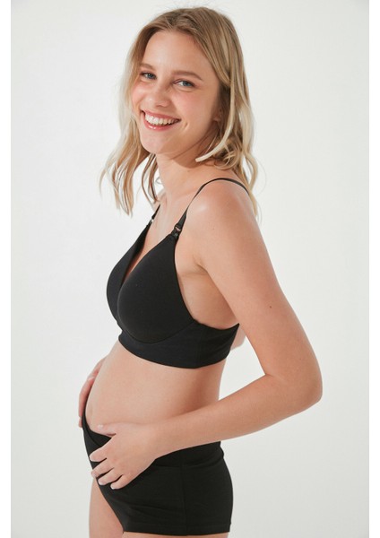 Siyah Mama Racerback Cotton Emzirme Bralet