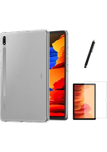 Samsung Galaxy Tab S6 T860 Tablet Kılıf + Ekran Koruyucu + Kalem Süper Silikon Şeffaf