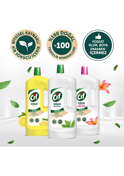 Krem Yüzey Temizleyici Limon Klor Boya Fosfat Paraben İçermez 1500 ML 1 Adet
