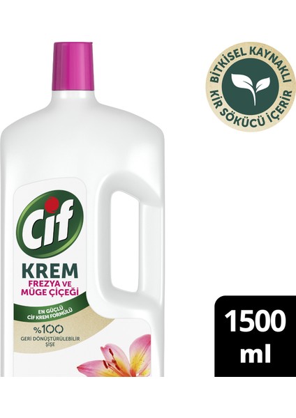 Krem Yüzey Temizleyici Mutfak ve Banyo İçin Frezya ve Müge Çiçeği Kokulu 1500 ML 1 Adet