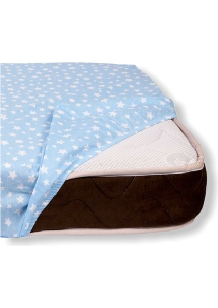 % 100 Pamuklu Bebek ve Çocuk Lastikli Çarşaf Mavi Bulutlu 40 x 80 cm fiyatları