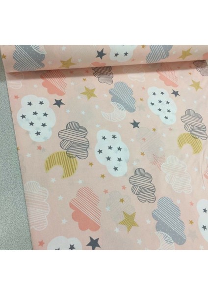 % 100 Pamuklu Bebek ve Çocuk Lastikli Çarşaf Somon Bulutlu 40 x 80 cm fiyatları