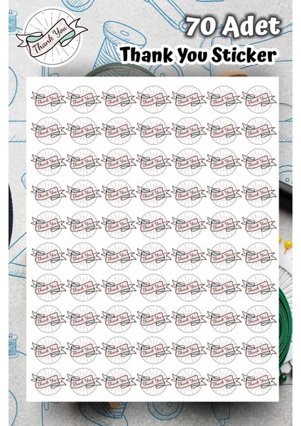 Yuvarlak Thank You Sticker Etiket 4 x 4 cm 70'li