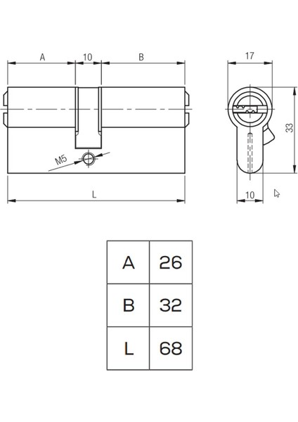 Kale 164 Bne Emniyet Kartlı Bilyalı Barel Silindir Kilit 68 mm