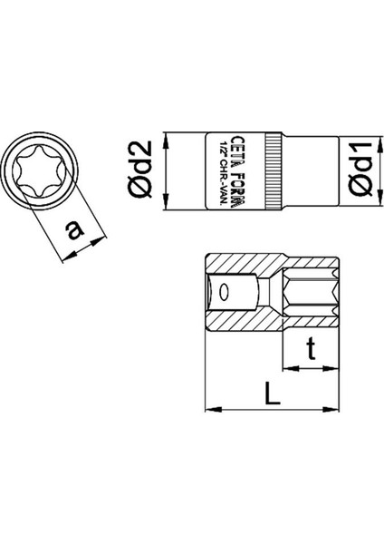 C26-10 E10 Dış Torx Lokma Anahtar