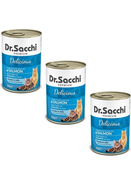 Dr.sacchi Somonlu Kedi Konservesi 400 gr x 3