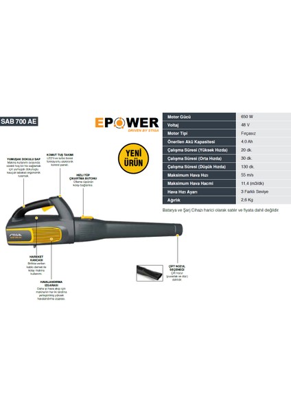 Sab 700 Ae 48V Akülü Üfleme Makinesi