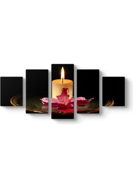 Mum ve Orkide 5 Parçalı Tablo