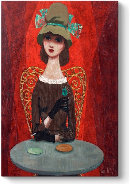 Pelle Aberg - Woman At The Cafe Tablosu