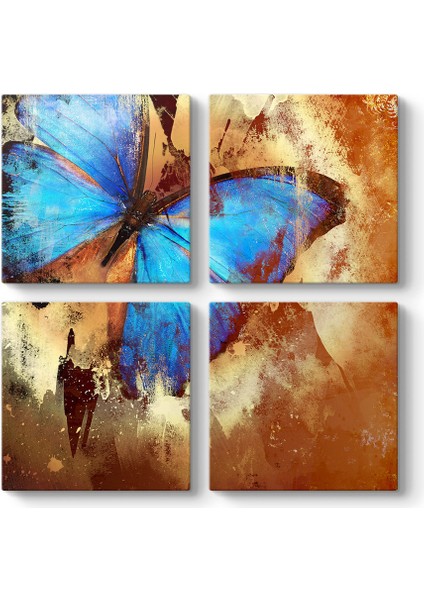 Kahverengi Mavi Kelebek Tablo