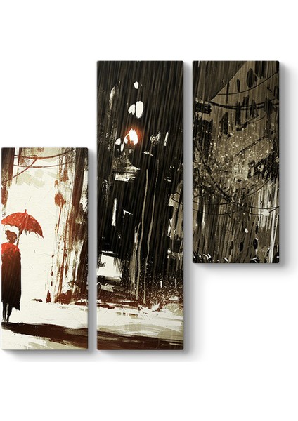 Yağmurda Yalnız Kadın Tablosu