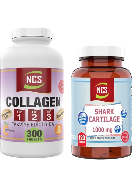 Kollajen Tip 1-2-3 180 Tablet & Shark Cartilage 300 Tablet