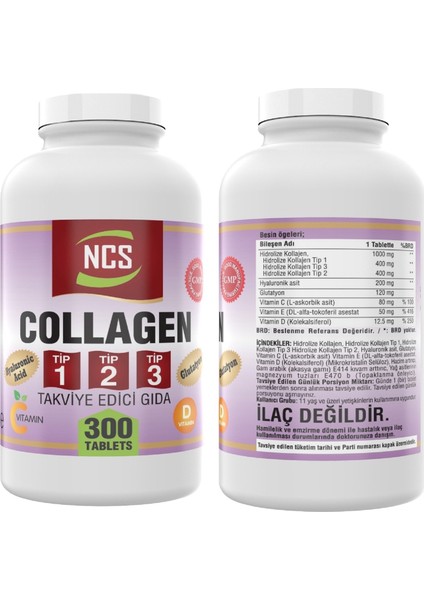 Kollajen Tip 1-2-3 180 Tablet & Shark Cartilage 300 Tablet fiyatları
