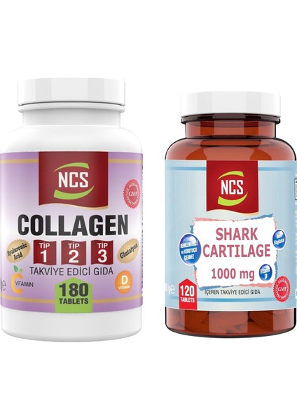 Kollajen Tip 1-2-3 180 Tablet & Shark Cartilage 120 Tablet