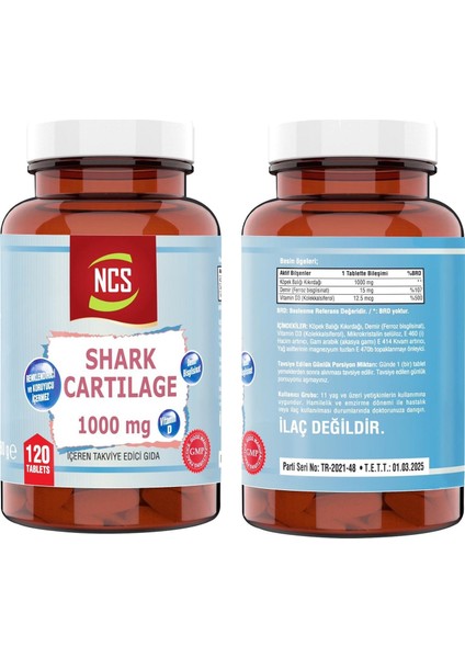 Kollajen Tip 1-2-3 180 Tablet & Shark Cartilage 120 Tablet