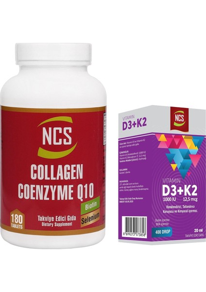 Selenium Çinko Kollajen 180 Tablet & Vitamin D3 K2 Damla