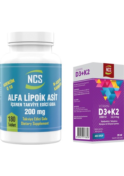 L-Carnitine Koenzim Q10 180 Tablet & Vitamin D3 K2 Damla