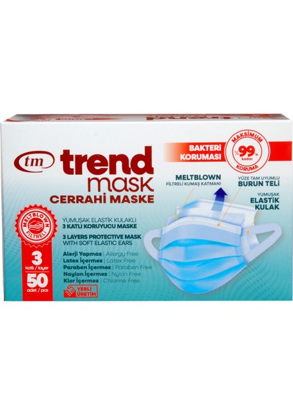 Trendmask Cerrahi Maske 10 X 50'Li Kutu