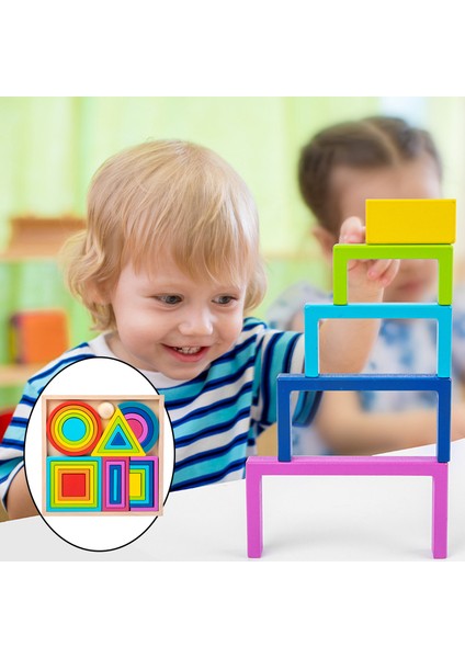 Çocuklar Gökkuşağı Yerleştirme Yapı Taşları Yığbu Okul Öncesi Bebek Toddlers Büyük (Yurt Dışından)