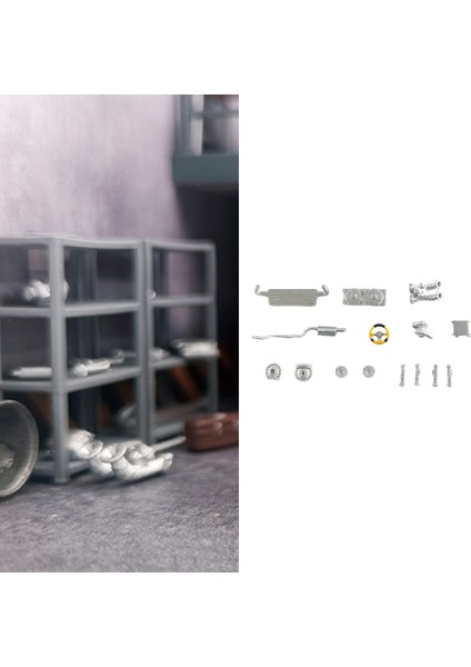 1/64 Ölçekli Araba Tamir Mağazası Düzeni Diorama Modeli Oyuncak Sarı Aksesuar (Yurt Dışından)