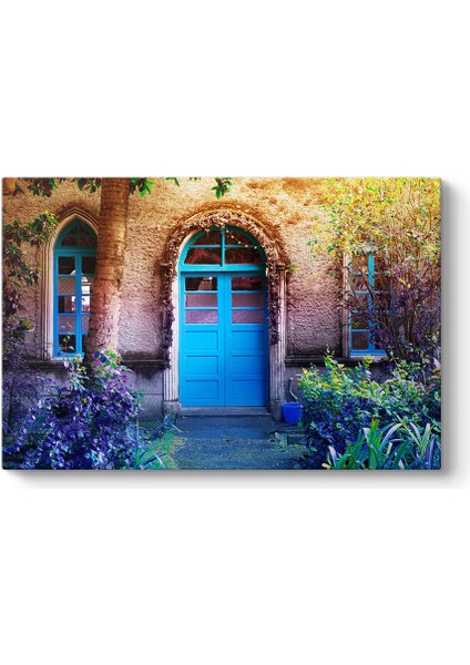 Mavi Kapı ve Pencereli Ev Tablosu