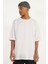 Düz, Baskısız Oversize Beyaz Kısa Kollu Erkek T-Shirt 1