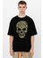 Dövme Kurukafa Oversize Siyah Kısa Kollu Erkek T-Shirt 1