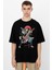 Japon Basçı Oversize Siyah Kısa Kollu Erkek T-Shirt 1