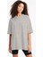 Düz, Baskısız Oversize Gri Kısa Kollu Kadın T-Shirt 1